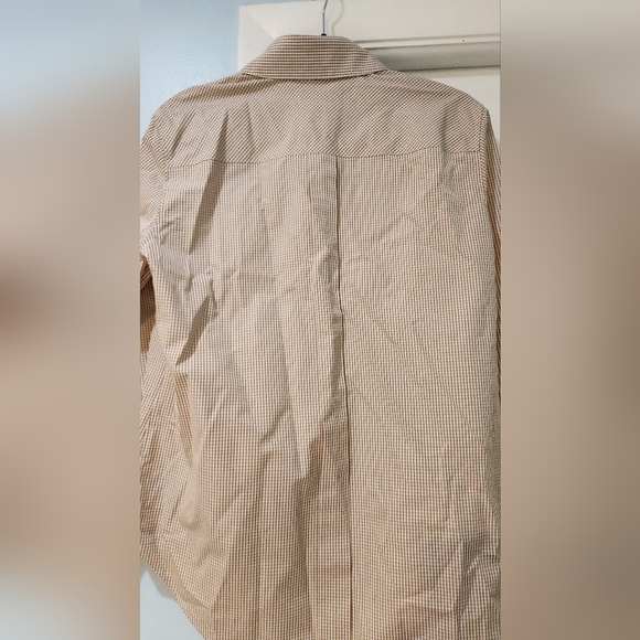 Women's Lafayette 148 Brown/Tan Striped Button Down Shirt, size M - Picture 10 of 10